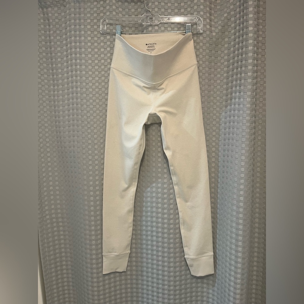 Athleta Cream High-Rise Performance Leggings
